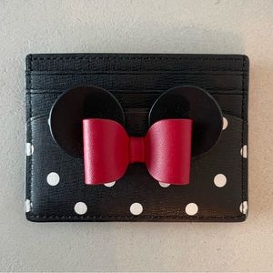 Kate Spade Minnie Mouse ears and red bow polka dot card holder wallet